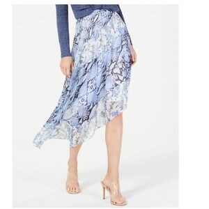 INC International Concepts Womens Blue Lattice Snake Asymmetrical Midi Skirt 12